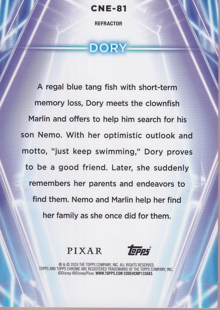 2026 Topps Disney Neon Chrome Neon-Etch Refractors #CNE-81 Dory (181/199)