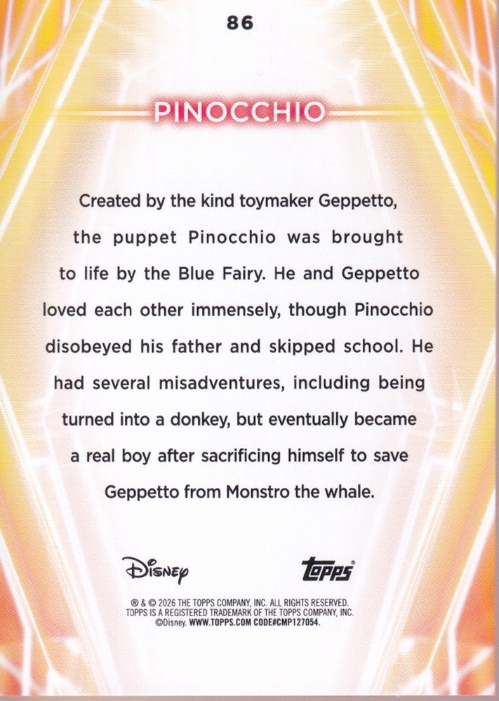 2026 Topps Disney Neon Diamante #86 Pinocchio