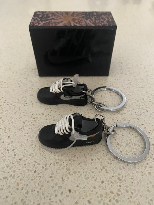 NIKE AF1 LOW-(OFF WHITE BLK)-1/6 SCALE 3D SNEAKERS KEYCHAIN SET WITH BOX