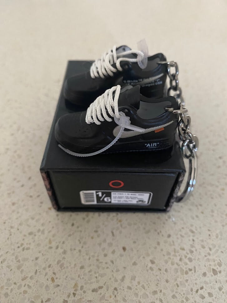 NIKE AF1 LOW-(OFF WHITE BLK)-1/6 SCALE 3D SNEAKERS KEYCHAIN SET WITH BOX