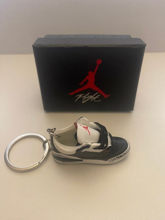 AIR JORDAN 3 RETRO-(BLACK CEMENT)-1/6 SCALE 3D SNEAKER KEYCHAIN WITH BOX