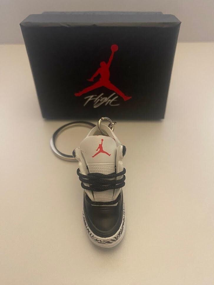 AIR JORDAN 3 RETRO-(BLACK CEMENT)-1/6 SCALE 3D SNEAKER KEYCHAIN WITH BOX