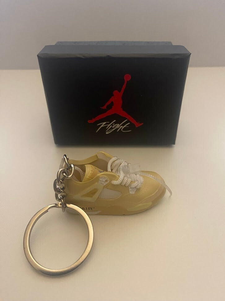 AIR JORDAN 4 RETRO-(OFF-WHITE SAIL)-1/6 SCALE 3D SNEAKER KEYCHAIN WITH BOX