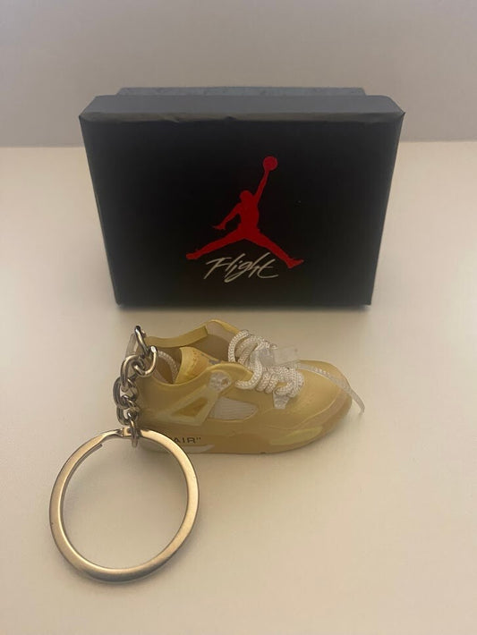AIR JORDAN 4 RETRO-(OFF-WHITE SAIL)-1/6 SCALE 3D SNEAKER KEYCHAIN WITH BOX