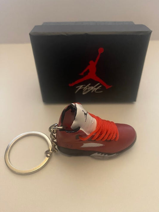 AIR JORDAN 5 RETRO-(RAGING BULL RED)-1/6 SCALE 3D SNEAKER KEYCHAIN WITH BOX