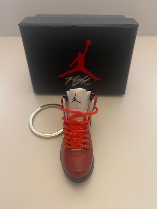 AIR JORDAN 5 RETRO-(RAGING BULL RED)-1/6 SCALE 3D SNEAKER KEYCHAIN WITH BOX