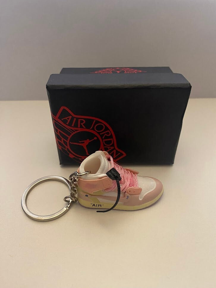 JORDAN 1 RETRO HIGH OFF-WHITE-(PINK BLAST)-3D SNEAKER KEYCHAIN WITH BOX