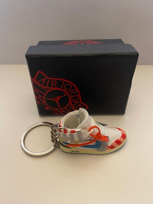 JORDAN 1 RETRO HIGH OFF-WHITE-(PARRA X)-3D SNEAKER KEYCHAIN WITH BOX