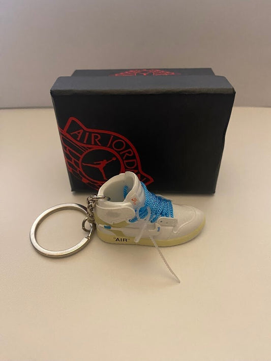 JORDAN 1 RETRO HIGH OFF-WHITE-(WHITE)-3D SNEAKER KEYCHAIN WITH BOX