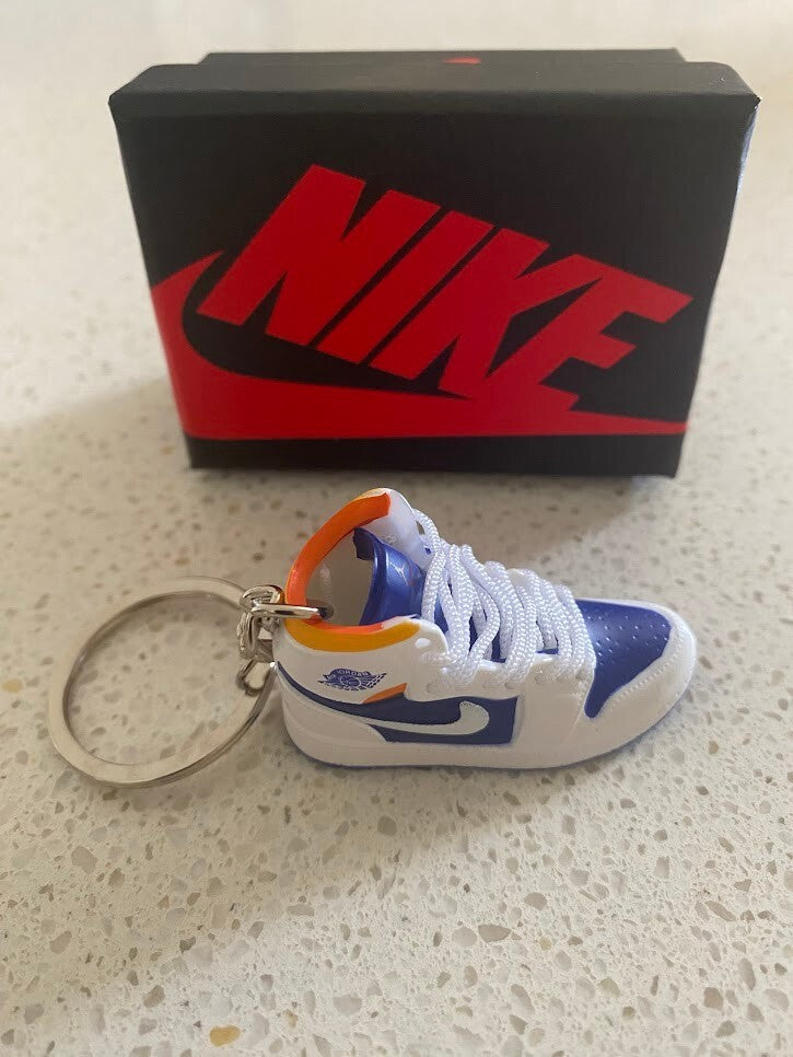 AIR JORDAN 1 MID-(ROYAL BLUE LASER ORANGE)-3D SNEAKER KEYCHAIN WITH BOX