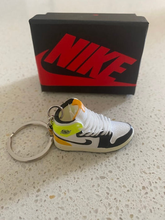 AIR JORDAN 1 RETRO HIGH-(WHITE BLACK VOLT UNIVERSITY GOLD)-3D KEYCHAIN WITH BOX