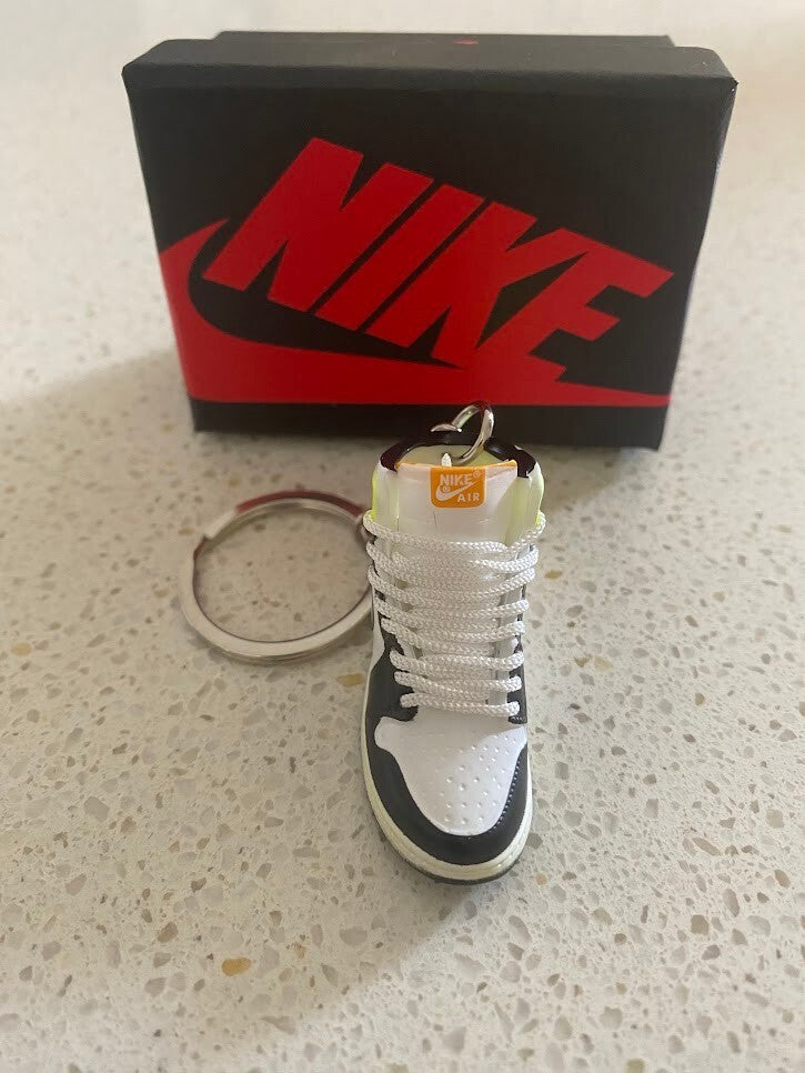 AIR JORDAN 1 RETRO HIGH-(WHITE BLACK VOLT UNIVERSITY GOLD)-3D KEYCHAIN WITH BOX
