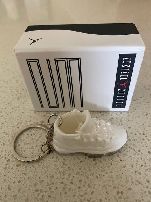 AIR JORDAN 11 RETRO-(SILVER ANNIVERSARY)-1/6 SCALE 3D SNEAKER KEYCHAIN WITH BOX