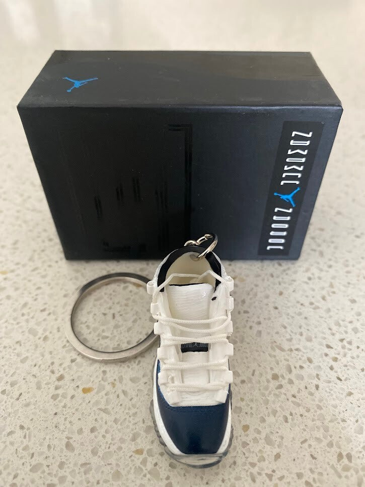AIR JORDAN 11 RETRO-(UNC WIN LIKE 82)-1/6 SCALE 3D SNEAKER KEYCHAIN WITH BOX