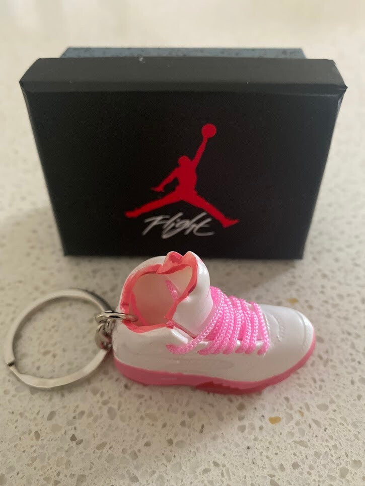 AIR JORDAN 5 RETRO-(WNBA PINKSICLE SAFETY ORANGE)-3D SNEAKER KEYCHAIN WITH BOX