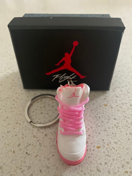AIR JORDAN 5 RETRO-(WNBA PINKSICLE SAFETY ORANGE)-3D SNEAKER KEYCHAIN WITH BOX