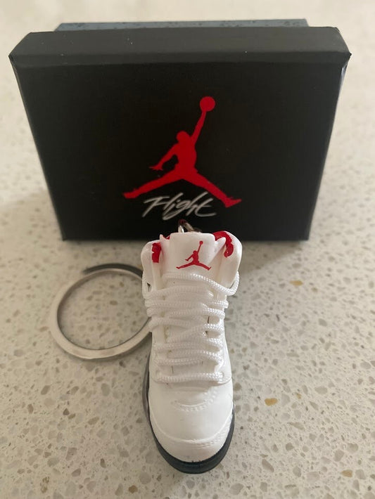 AIR JORDAN 5 RETRO-(FIRE RED)-1/6 SCALE 3D SNEAKER KEYCHAIN WITH BOX