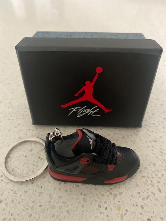 NIKE AIR JORDAN 4 RETRO-(RED THUNDER)-3D SNEAKER KEYCHAIN WITH BOX