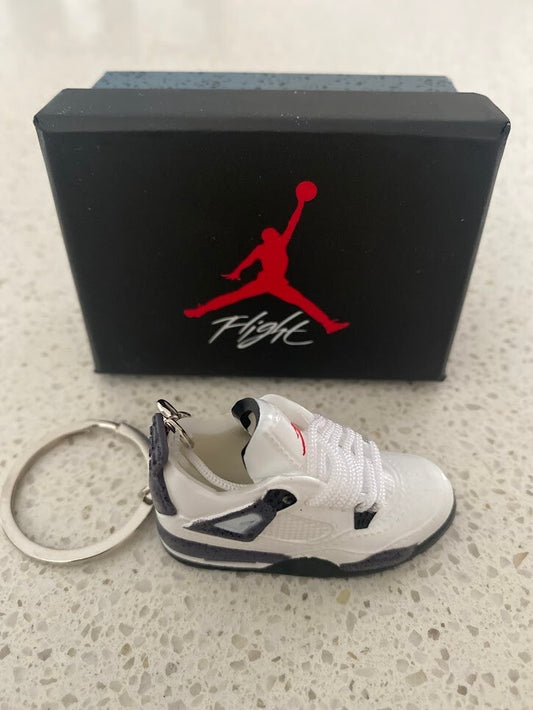 NIKE AIR JORDAN 4 RETRO-(WHITE CEMENT)-3D SNEAKER KEYCHAIN WITH BOX