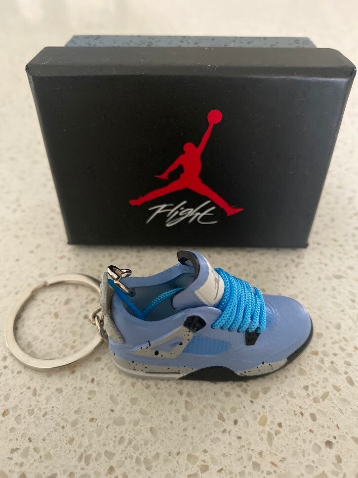 NIKE AIR JORDAN 4 RETRO-(UNIVERSITY BLUE)-3D SNEAKER KEYCHAIN WITH BOX