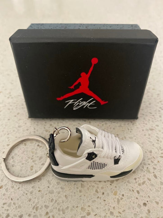 NIKE AIR JORDAN 4 RETRO-(MILITARY BLACK)-3D SNEAKER KEYCHAIN WITH BOX