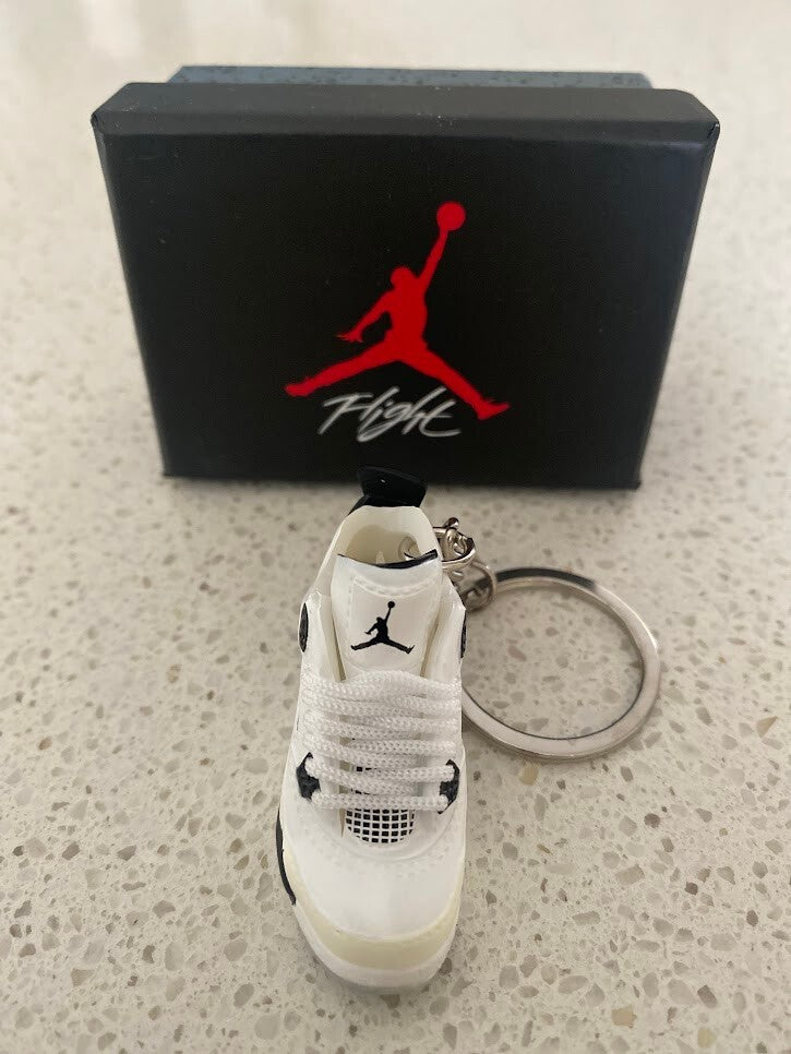 NIKE AIR JORDAN 4 RETRO-(MILITARY BLACK)-3D SNEAKER KEYCHAIN WITH BOX