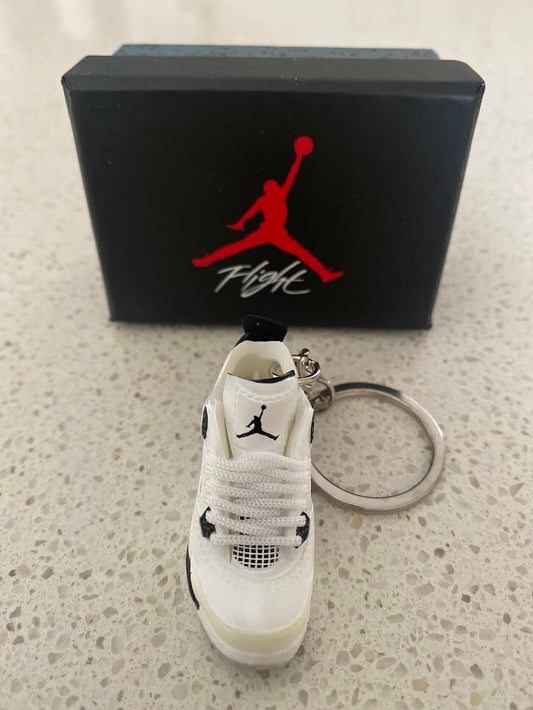 NIKE AIR JORDAN 4 RETRO-(MILITARY BLACK)-3D SNEAKER KEYCHAIN WITH BOX