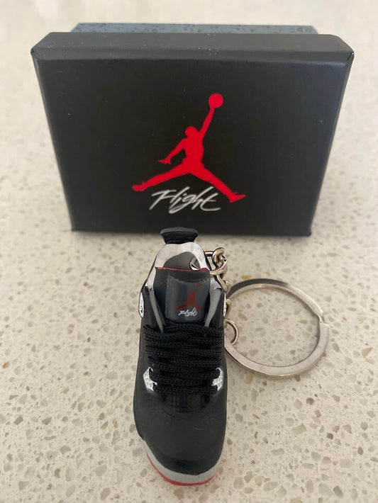 NIKE AIR JORDAN 4 RETRO-(BRED)-3D SNEAKER KEYCHAIN WITH BOX