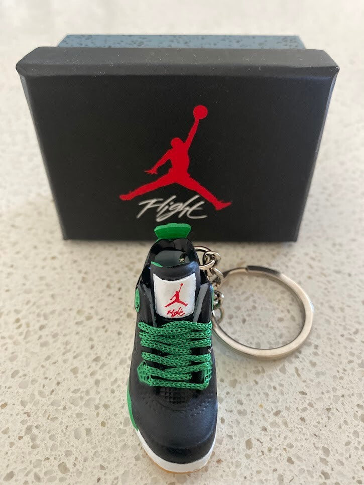NIKE AIR JORDAN 4 RETRO SB-(BLACK GREEN)-3D SNEAKER KEYCHAIN WITH BOX