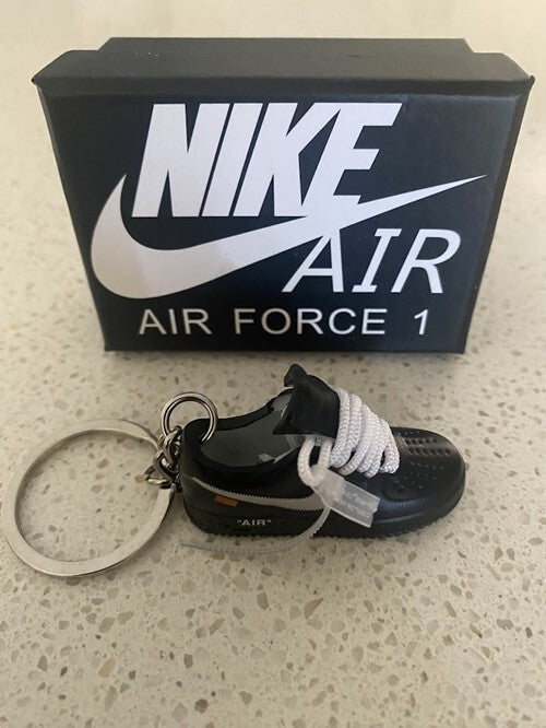 NIKE AIR FORCE 1 LOW OFF-WHITE-(BLACK WHITE)-3D SNEAKER KEYCHAIN WITH BOX
