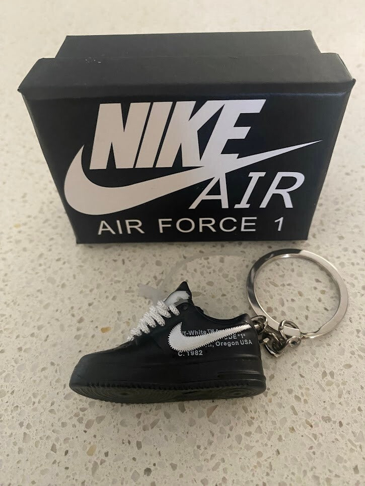 NIKE AIR FORCE 1 LOW OFF-WHITE-(BLACK WHITE)-3D SNEAKER KEYCHAIN WITH BOX