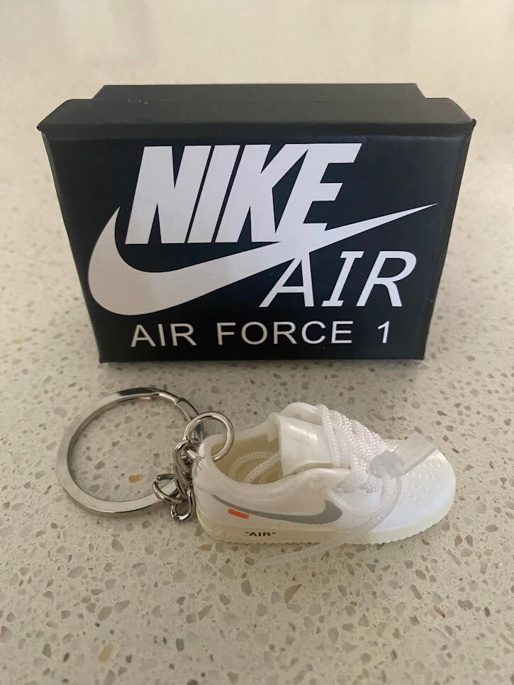 NIKE AIR FORCE 1 LOW OFF-WHITE-(WHITE)-3D SNEAKER KEYCHAIN WITH BOX