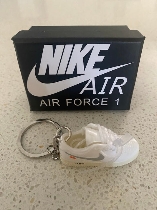 NIKE AIR FORCE 1 LOW OFF-WHITE-(WHITE)-3D SNEAKER KEYCHAIN WITH BOX