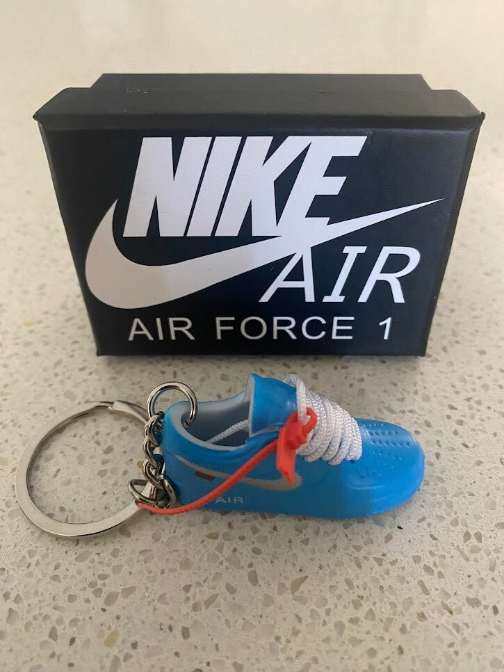 NIKE AIR FORCE 1 LOW OFF-WHITE-(UNIVERSITY BLUE)-3D SNEAKER KEYCHAIN WITH BOX