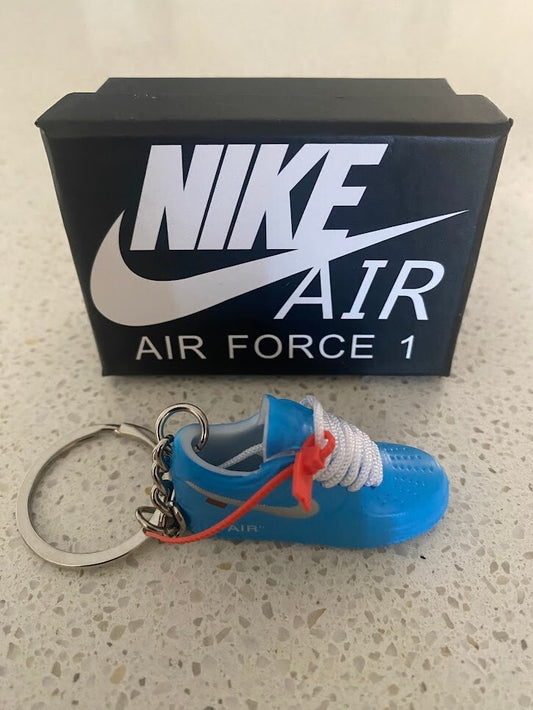 NIKE AIR FORCE 1 LOW OFF-WHITE-(UNIVERSITY BLUE)-3D SNEAKER KEYCHAIN WITH BOX