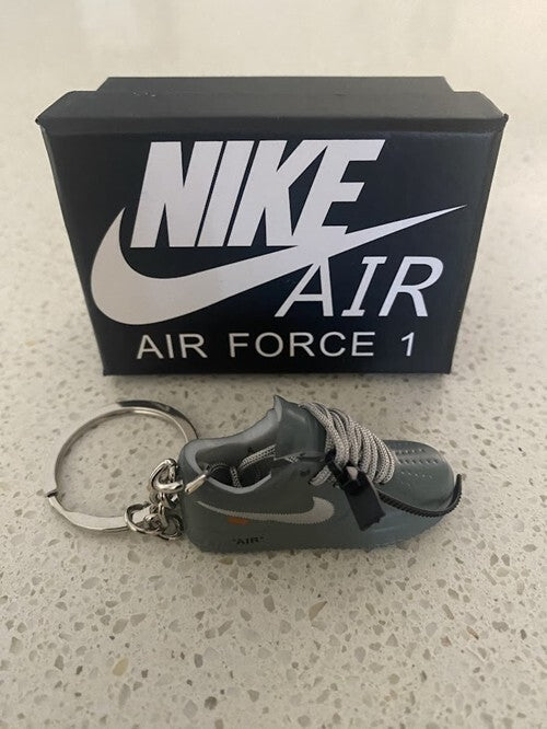 NIKE AIR FORCE 1 LOW OFF-WHITE-(GREY)-3D SNEAKER KEYCHAIN WITH BOX