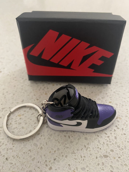 NIKE AIR JORDAN 1 RETRO HIGH-(COURT PURPLE)-3D SNEAKER KEYCHAIN WITH BOX