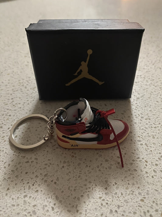 JORDAN 1 RETRO HIGH OFF-WHITE-(CHICAGO)-3D SNEAKER KEYCHAIN WITH BOX