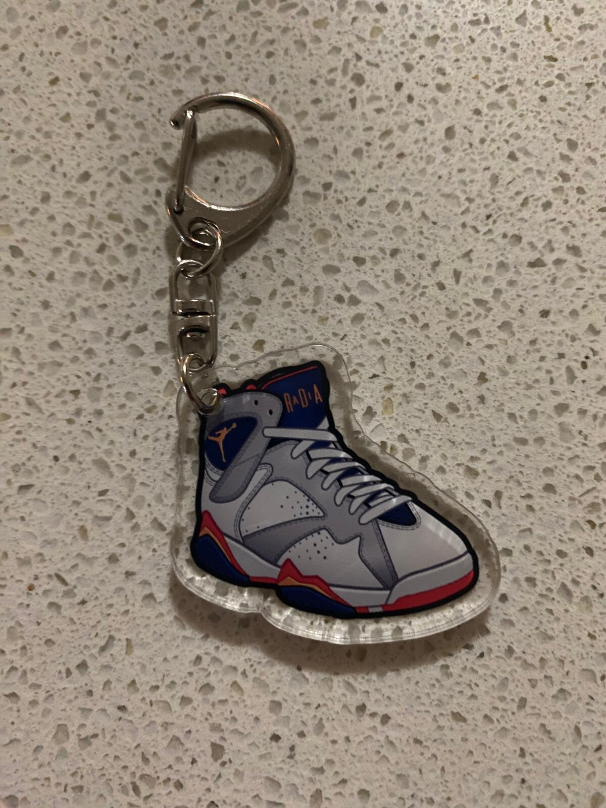 JORDAN 7 RETRO (OLYMPIC) INSPIRED-2D ACRYLIC SNEAKER KEYCHAIN