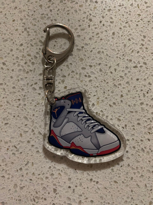 JORDAN 7 RETRO (OLYMPIC) INSPIRED-2D ACRYLIC SNEAKER KEYCHAIN