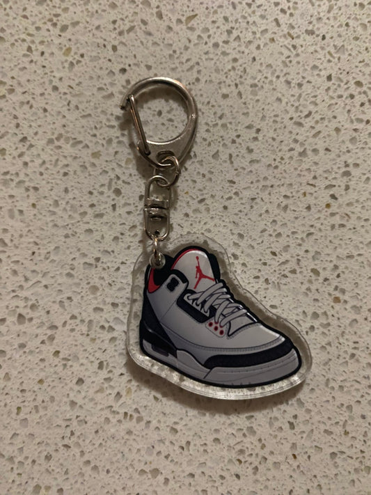 JORDAN 3 RETRO (WHITE CEMENT) INSPIRED-2D ACRYLIC SNEAKER KEYCHAIN