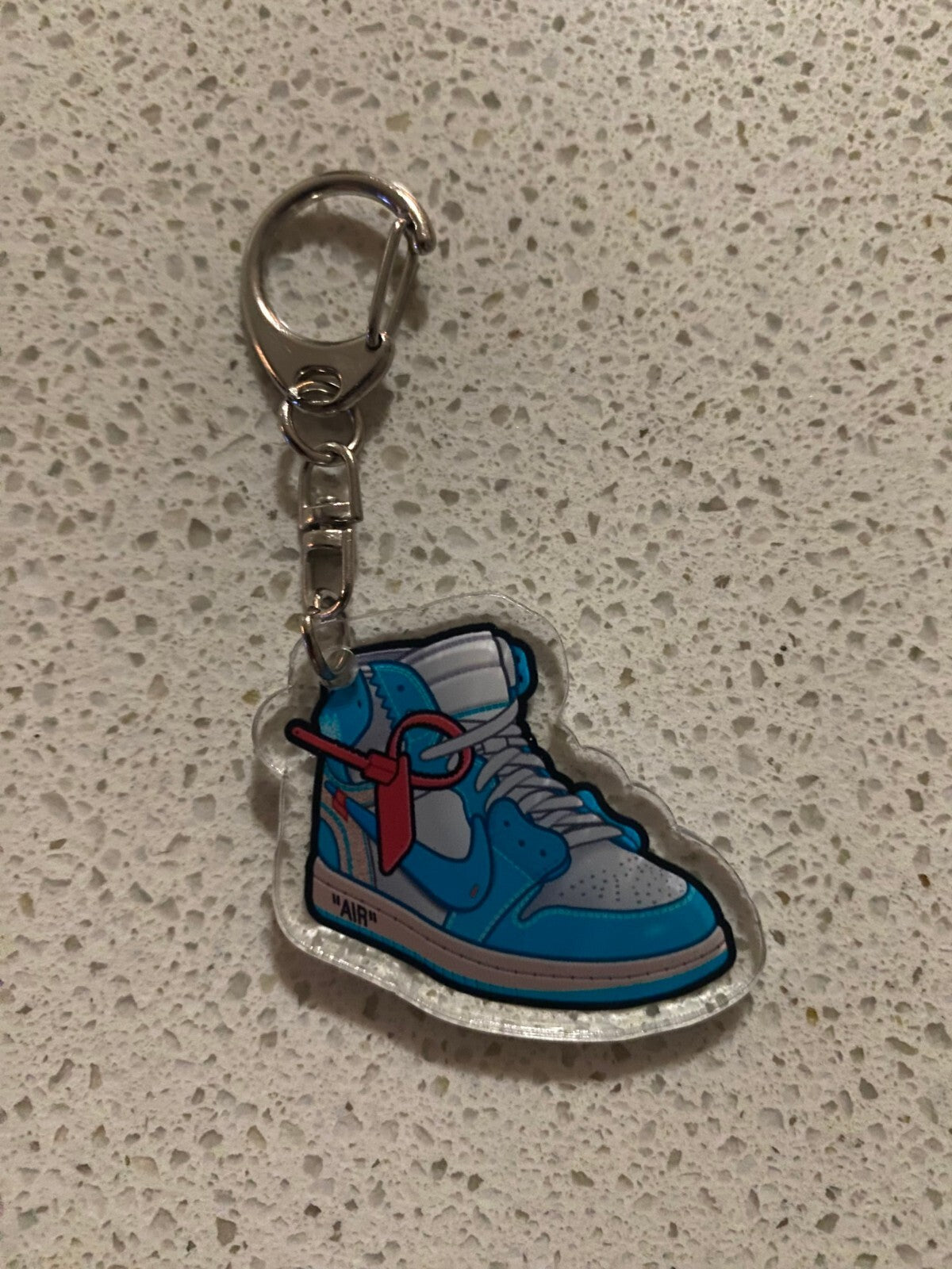 JORDAN 1 RETRO (OFF-WHITE UNIVERSITY BLUE) INSPIRED-2D ACRYLIC SNEAKER KEYCHAIN