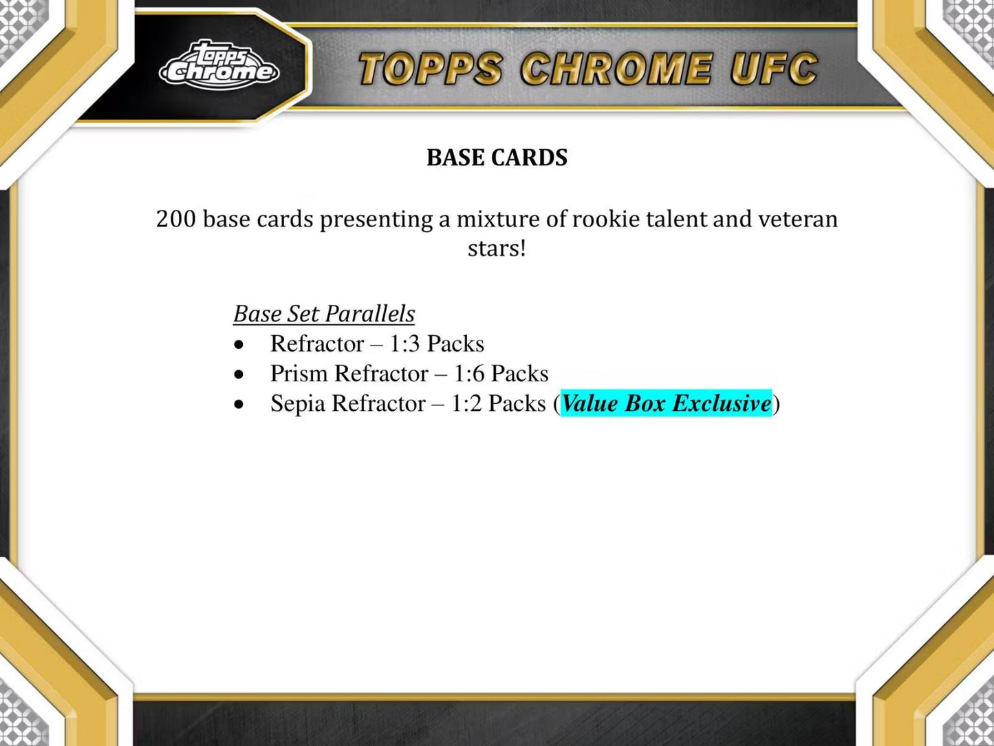 2024 UFC Topps Chrome 6-Pack Blaster Box (Factory Sealed) 24 Cards Per Box