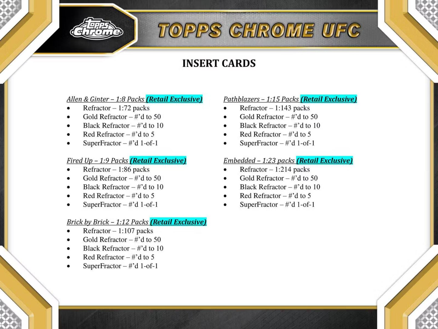 2024 UFC Topps Chrome 6-Pack Blaster Box (Factory Sealed) 24 Cards Per Box
