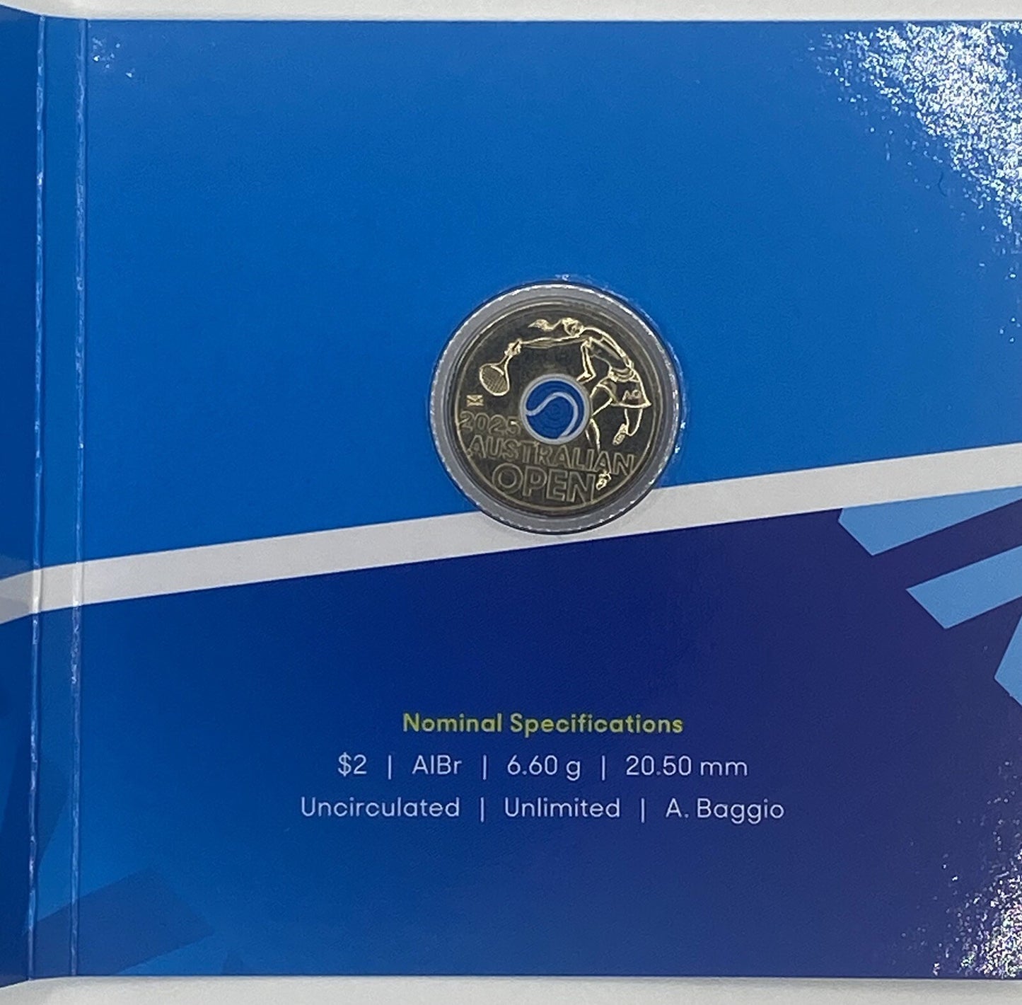 2025 WOMEN'S AUSTRALIAN OPEN $2 PRIVY MARK COLOURED UNCIRCULATED COIN IN FOLDER