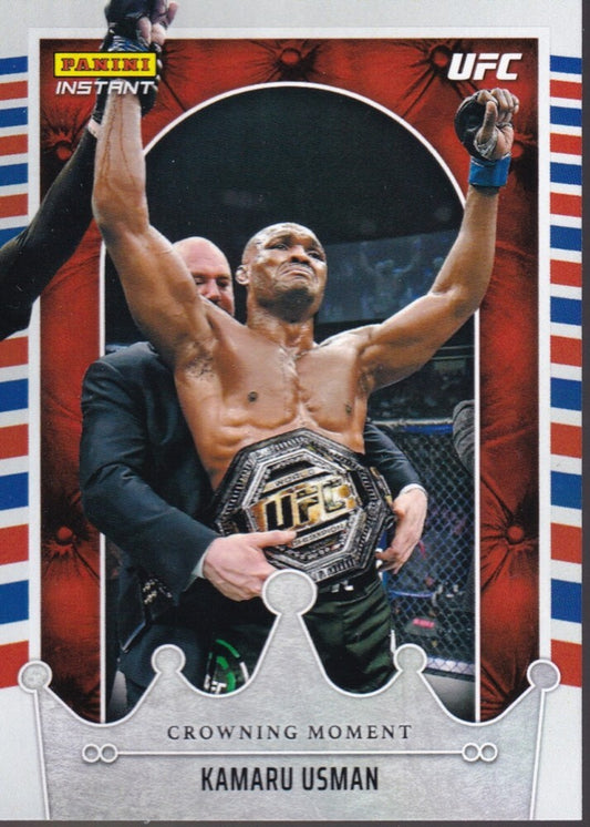 KAMARU USMAN-NO.CM6 (CROWNING MOMENT) 2022 PANINI INSTANT UFC TRADING CARD