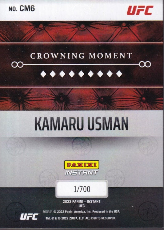 KAMARU USMAN-NO.CM6 (CROWNING MOMENT) 2022 PANINI INSTANT UFC TRADING CARD