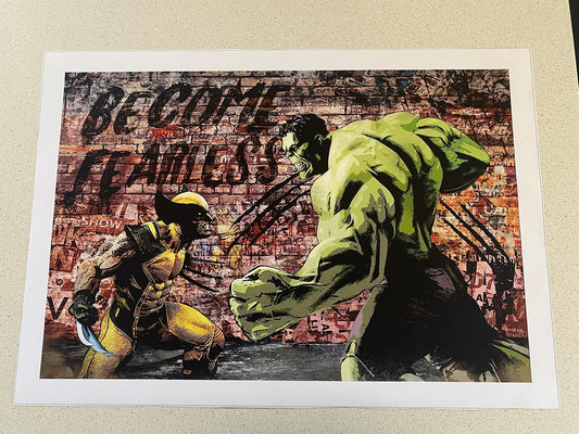 WOLVERINE VS HULK-MARVEL-40CM(W)x60CM(L) CANVAS PRINT POSTER-(ROLLED)