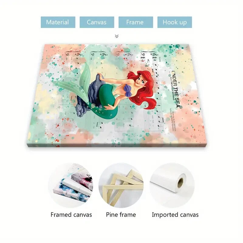 LITTLE MERMAID-ARIEL-FRAMED STRETCHED CANVAS PRINT-ART-READY TO HANG-40CMx60CM