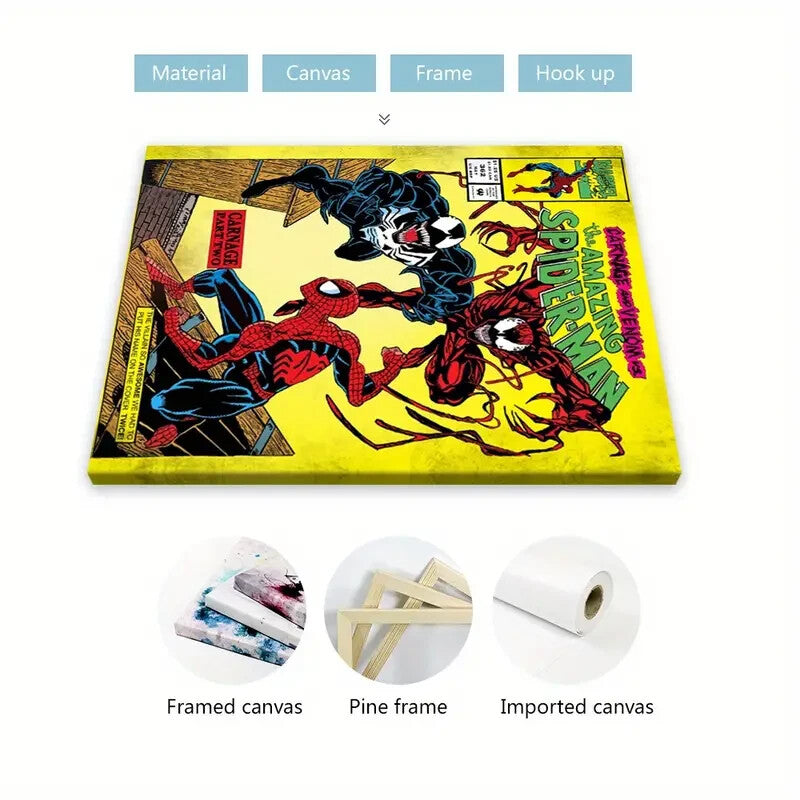 SPIDERMAN VENOM & CARNAGE-MARVEL-STRETCHED CANVAS PRINT-READY TO HANG-40CMx60CM
